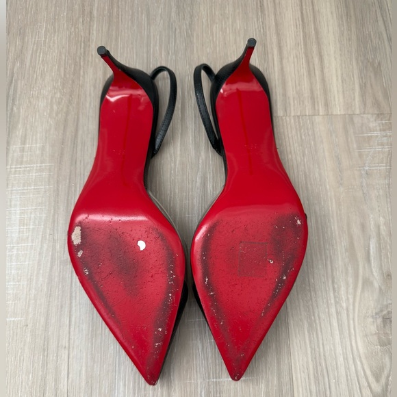 Christian Louboutin Posticha 80 Leather and PVC Slingback Pumps - Picture 7 of 8